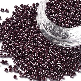 Honeyhandy Glass Seed Beads, Opaque Colors Lustered, Round, Indian Red, 2mm, Hole: 1mm, about 30000pcs/pound