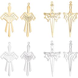 DICOSMETIC 8Pcs 4 Style Stainless Steel Pendants Laser Cut Sword Charms Pendants in Golden for DIY Necklace Bracelet Earring Keychain Making Supplies Craft