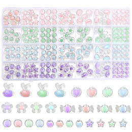 CHGCRAFT 220Pcs Transparent Acrylic Beads Sets, Bead in Bead, Mixed Shapes, Mixed Color, 8~15.5x7.5~17x6~11.5mm, Hole: 2~2.5mm
