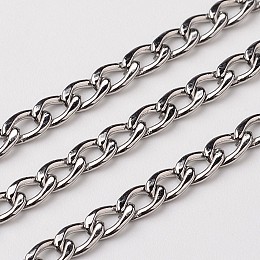 Honeyhandy 3.28 Feet 304 Stainless Steel Twisted Chains Curb Chains, Unwelded, Stainless Steel Color, 3x1mm