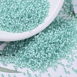 MIYUKI Delica Beads, Cylinder, Japanese Seed Beads, 11/0, (DB0626) Dyed Light Aqua Green Silver Lined Alabaster, 1.3x1.6mm, Hole: 0.8mm, about 2000pcs/10g