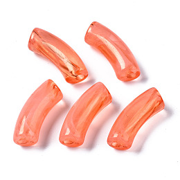 Honeyhandy Acrylic Beads, Imitation Gemstone, Curved Tube, Dark Salmon, 34.5x13x11mm, Hole: 3.5mm