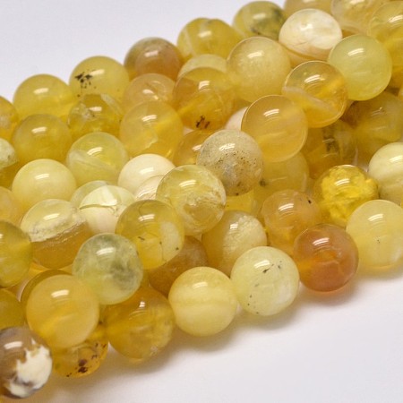 ARRICRAFT Natural Yellow Opal Round Bead Strands, 8mm, Hole: 1mm, about 48pcs/strand, 15.5 inches