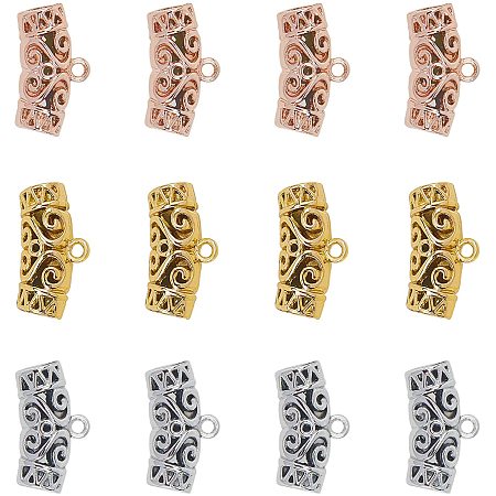 Unicraftale Alloy Hanger Links, Curved Tube Filigree Bail Beads, Mixed Color, 13x24x8mm, Hole: 2mm, Inner Diameter: 5.5mm; 30pcs/box