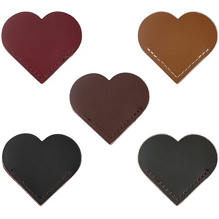 CHGCRAFT 10 Pieces 5 Color Heart Leather Bookmark Page Corner Leather Bookmark Personalized Cute Reading Accessories for Men Women Kids Bookworms Writers Readers