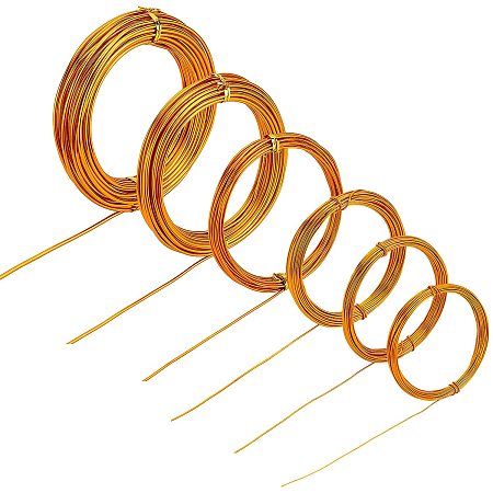 Pandahall Elite 6 Sizes Gold Aluminum Wire Aluminum Craft Wire Bendable  Metal Wire Tarnish Resistant Beading Wire for Jewelry Making Artistic Work,  60m/196 Feet in Total, 10 12 15 17 18 20 Guage 