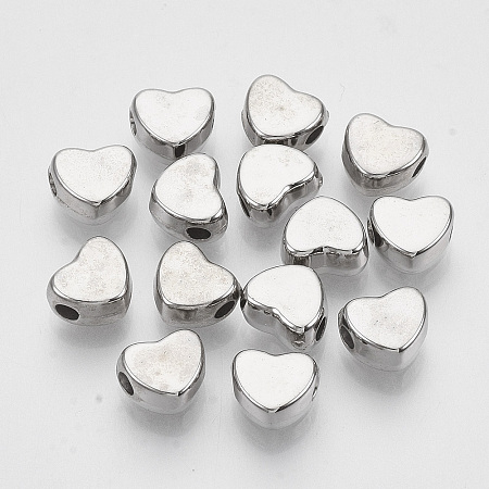 Honeyhandy CCB Plastic Beads, Heart, Platinum, 6x7x3.5mm, Hole: 1.8mm, about 4900pcs/500g