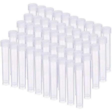 BENECREAT 20 Pack 10ml Clear Plastic Test Tubes White Screw Seal Cap Tubes with Scales for Jewelry Beads Crafts or Samples