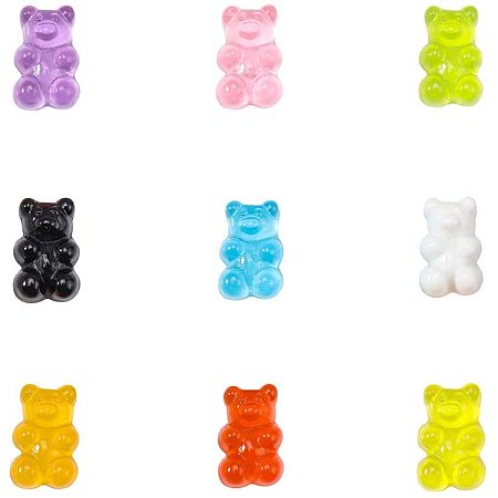 Arricraft 144pcs 16 Colors Gummy Bear Cabochons Resin Cartoon Bear Beads Embellishments Bears Animals Jungle Decoration for DIY Brooch Earring Decoration Mobile Phone Case Accessories