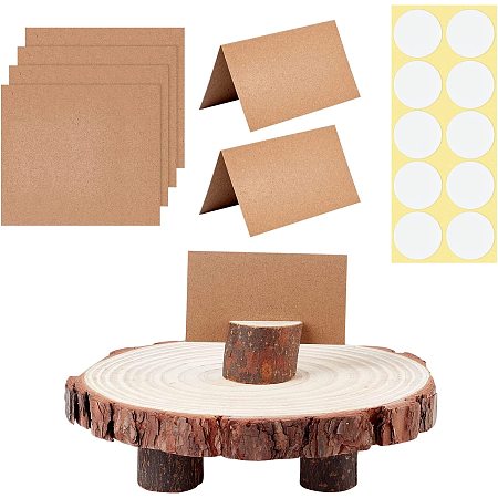 GORGECRAFT 8-10 Inch 21Pcs Wood Cake Stand Large Wood Slices Serving Tray Natural Wooden Centerpieces Card Stand Photo Holders Sign Paper Display for Tables Wedding Party Birthday Supplies