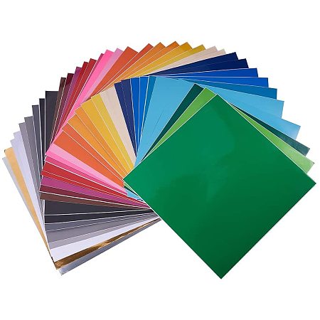 BENECREAT 35PCS Self Adhesive Vinyl Sheets 30x30cm Mixed Colors Sticky Back Vinyl Stickers for Advertising Labels Craft Lettering Car, Compatible with Most Cut Machines