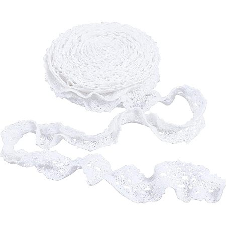 GORGECRAFT 5 Yards Stretch Lace Trim Cotton Elastic Cords Gathered Crocheted Lace Trimmings DIY Craft Ribbon Decorated Trims for Crafts Wedding Bridal Costume Sewing Making Bouquet Embellishments
