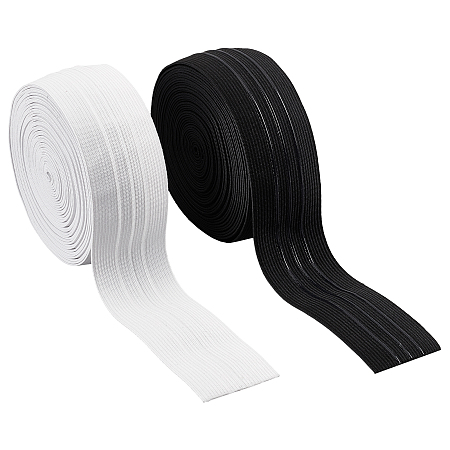 PandaHall Elite 16Yards 2 Colors Polyester Elastic Ribbon, Non-slip Ribbon, Flat, Mixed Color, 50mm, 8yards/Color, about 7.312m/color