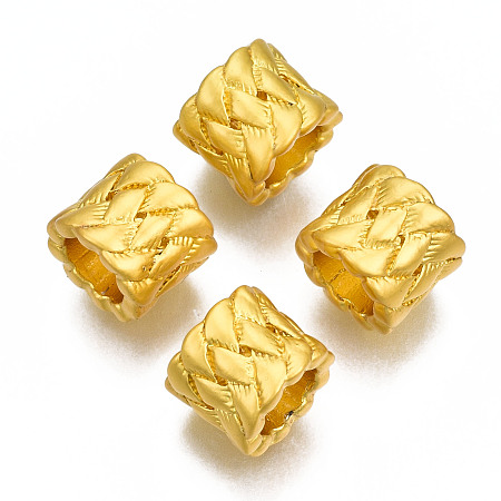 Honeyhandy Rack Plating Alloy Beads, Cadmium Free & Lead Free, Column, Matte Gold Color, 9x8mm, Hole: 5.5mm