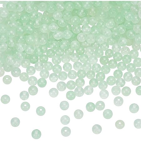Arricraft About 300 Pcs 6mm Natural White Jade Beads, Round Loose Beads, Stone Beads for Jewelry Making, Aquamarine Dyed Jade
