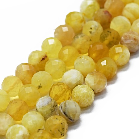 Honeyhandy Natural Yellow Opal Beads Strands, Faceted(64 Facets), Round, 6mm, Hole: 0.8mm, about 62~67pcs/strand, 15.16~15.55 inch(38.5~39.5cm)