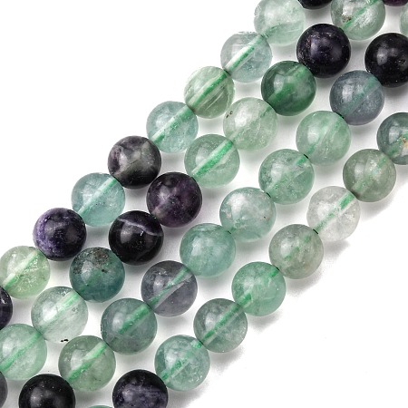 Olycraft 2 Strand Natural Fluorite Beads Strands, Grade AB, Round, 8mm, Hole: 1mm, about 49pcs/strand, 15.7 inch