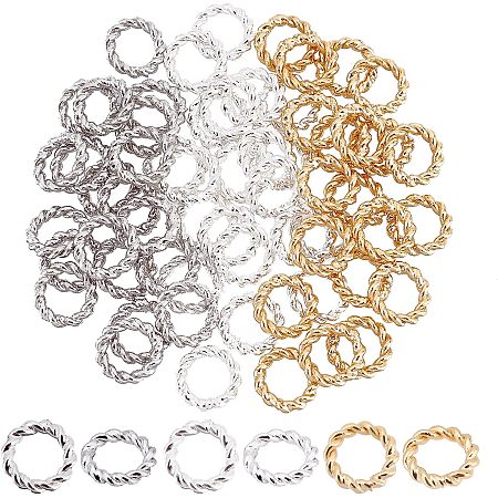 PandaHall Elite 60pcs 24K Gold Jumps Rings, 3 Colors 6mm Brass Twisted Jump Rings 18 Gauge Closed Jump Rings Chainmail Rings Jewelry O Rings Connector for DIY Earrings Bracelets Necklaces Keychain