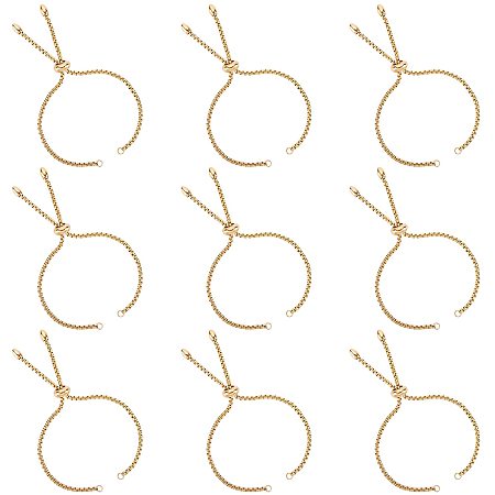 UNICRAFTALE 10pcs 8-5/8 inches Stainless Steel Adjustable Slider Bracelets Golden Bolo Bracelets Slider Bracelet Chain for Jewelry Making DIY
