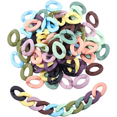 SUPERFINDINGS 100pcs 10 Color Opaque Spray Painted Acrylic Linking Rings Quick Link Connectors Ice Cream Color Quick Link Connectors for Jewelry Eyeglass Chain DIY Craft Making