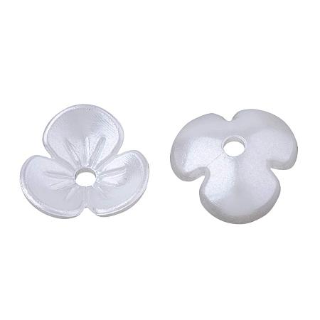 ARRICRAFT 3-Petal ABS Plastic Imitation Pearl Bead Caps, Flower, Ivory, 9.5x10x3mm, Hole: 1.5mm