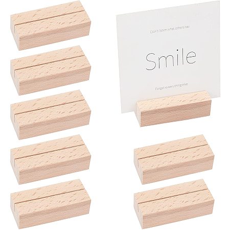 OLYCRAFT 8Pcs Wooden Place Card Holder Wood Table Number Stands Rectangle Wood Name Card Holders for Business Card Wedding Decoration - 31.8g/pc