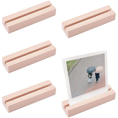 OLYCRAFT 10PCS Wood Place Card Holders Wood Name Card Holder Table Number Stands for Wedding Party Events Decoration Double Side Display Mini Blackboard—Rectangle