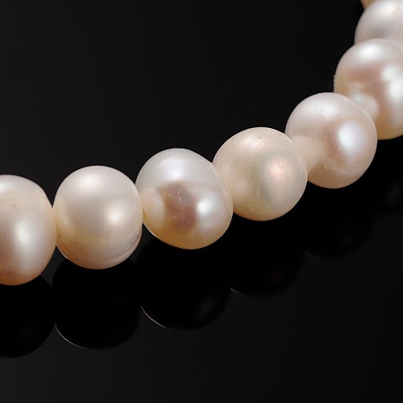 Honeyhandy Grade AA Natural Cultured Freshwater Pearl Beads Strands, Round, PeachPuff, 6~7mm, Hole: 0.8mm, about 60pcs/strand, 13.98 inch