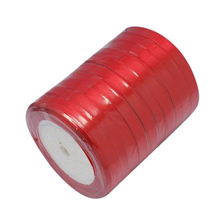NBEADS 10 Rolls of 10mm Red Satin Fabric Ribbons for Party, Gift Wrapping, Wedding Party and Festival Decoration; About 22.86m/roll