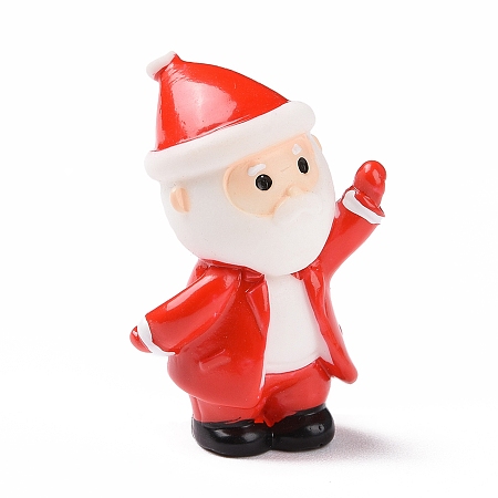 Honeyhandy Christmas Theme Resin Display Decoration, for Home Decoration, Photographic Prop, Dollhouse Accessories, Waving Santa Claus, Red, 37x22.5x17.5mm