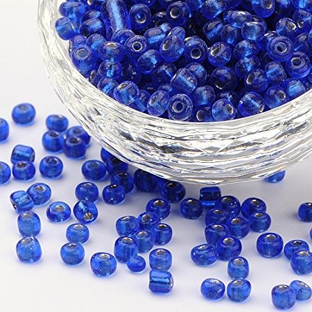 Arricraft Elite About 4500 Pcs 6/0 Glass Seed Beads Silver Lined RoyalBlue Round Pony Bead Mini Spacer Beads Diameter 4mm for Jewelry Making