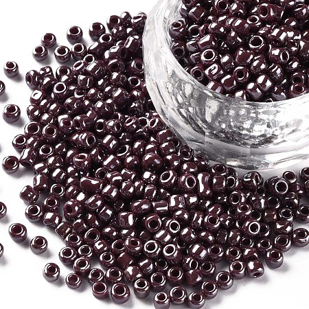 Honeyhandy Glass Seed Beads, Opaque Colors Lustered, Round, Indian Red, 3mm, Hole: 1mm, about 10000pcs/pound