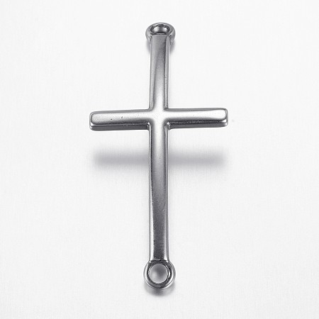 Honeyhandy 304 Stainless Steel Links connectors, Sideways Cross, Stainless Steel Color, 49x22x2.5mm, Hole: 3mm