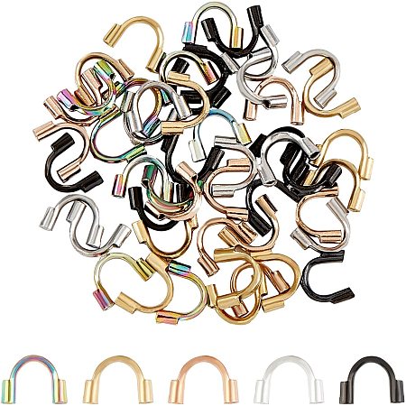 UNICRAFTALE 50pcs 5 Colors U Shape Wire Guard Loops Stainless Steel Wire Guardian Wire and Thread Protectors for Jewelry Craft Making 0.7mm Hole