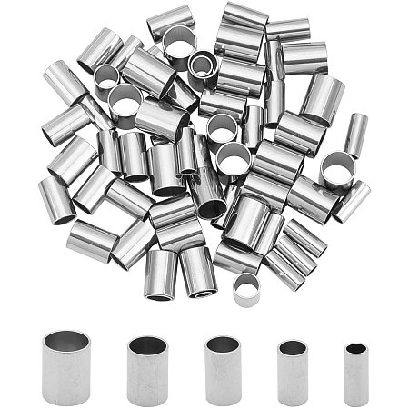 UNICRAFTALE About 100Pcs 5 Sizes Column Spacer Beads 304 Stainless Steel Loose Tube Beads Hypoallergenic Large Hole Beads for DIY Jewelry Making