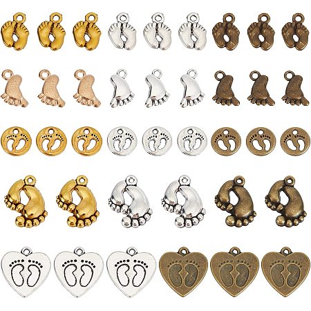 NBEADS 84 Pcs Feet Footprint Shape Tibetan Style Alloy Charms, Foot Pendants Pendants Metal Charms Jewelry Crafting Supplies for DIY Necklace Bracelet Arts Projects