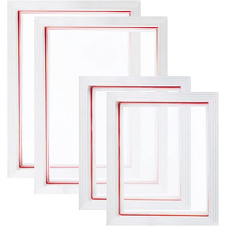 OLYCRAFT 4pcs 10 x 14 Inch and 8 x 10 Inch Aluminum Silk Screen Printing Frame Large Aluminum Silk Screen Printing Frames with White Mesh for Screen Printing - 2pcs/Size