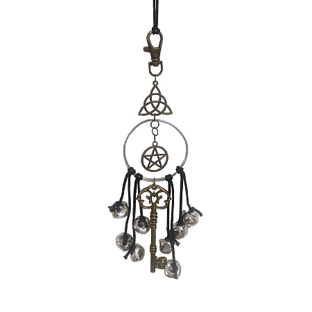 Honeyhandy Creative Alloy Witch Bells Wind Chimes Door Pendant Decoration, Antique Magic Keys Charms, for Home Protection Kitchen Decoration Bell, Mixed Color, 310mm