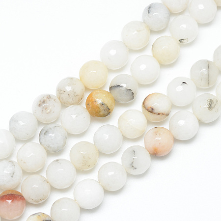 Honeyhandy Natural Agate Bead Strands, Faceted, Round, 8~9mm, Hole: 1mm, about 45~47pcs/strand, 14.4~15.2 inch