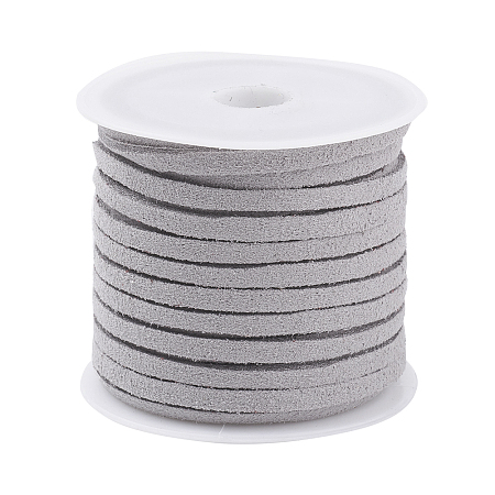 Honeyhandy Faux Suede Cord, Faux Suede Lace, Light Grey, 3x1.5mm, about 5.46 yards(5m)/roll
