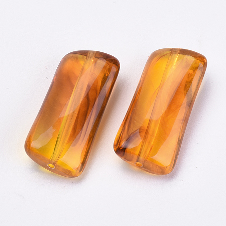 Nbeads Acrylic Beads, Imitation Amber, Rectangle, Goldenrod, 28x12.5x7mm, Hole: 1mm
