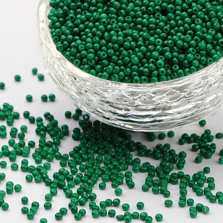 FGB 11/0 Baking Paint Glass Seed Spacer Beads, Green, 2x1.5mm, Hole: 0.7mm, about 2840pcs/50g
