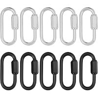 AHANDMAKER 10 Pcs D Shape Locking Carabiner, 2 Color Iron Carabiners Clip Kit Quick Links Oval Chain Links Heavy Duty Durable Chain Connector for Outdoor Camping