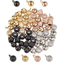 DICOSMETIC 64Pcs 2 Style 4 Colors Stainless Steel Hanger Links Textured Hollow Bail Beads Slide Charm Spacers Beads for DIY Bracelet Necklace Jewelry Making