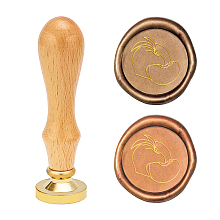 CRASPIRE Brass Wax Seal Stamp, with Beech Wood Handles, for DIY Scrapbooking, Fruit Pattern, Stamp: 25x14mm, Handle: 80.5x22.5mm