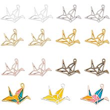 Olycraft 6 Colors Alloy Open Back Bezel Pendants, For DIY UV Resin, Epoxy Resin, Pressed Flower Jewelry, Paper Crane, Mixed Color, 31x24mm; 6 colors, 4pcs/color, 24pcs/box