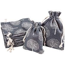 PandaHall Elite 20 pcs 2 Sizes Tree of Life Style Cloth Jewelry Coin Pouch Drawstring Gift Bag Reusable Grocery Bags Candy Travel Purse for Candy Wedding Party Valentine Favors, Steelblue