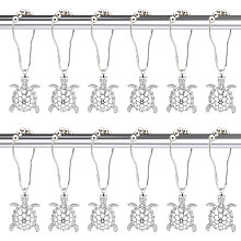 UNICRAFTALE 12Pcs Shower Curtain Hooks Rings 132mm Roller Ball Bath Curtain Rings with Tibetan Style Alloy Tortoise Pendants Iron Curtain Pole Rings Hanging Rings for Bathroom Curtain Rods