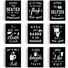 ARRICRAFT 9 PCS/Set Canvas Prints Bathroom Theme Canvas Art Black&White Hint Painting Decorative Wall Art Pictures for Toilet Bathroom Wall Decor 9.8"x7.8" (No Frame)