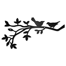 CREATCABIN Birds on the Branch Pattern Iron Wall Signs, Metal Art Wall Decoration, for Living Room, Home, Office, Garden, Kitchen, Hotel, Balcony, Matte Gunmetal Color, 150x300x1mm